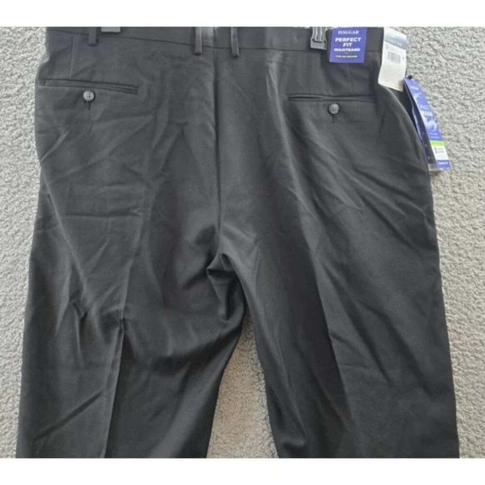 Haggar Smart Wash Classic Fit Suit Separates Pants Men's 44x30 Black Hook & Bar